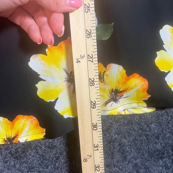 Forever 21 Womens Floral Wrap Mini Dress Black Yellow Orange Skater Size S - Picture 7 of 8